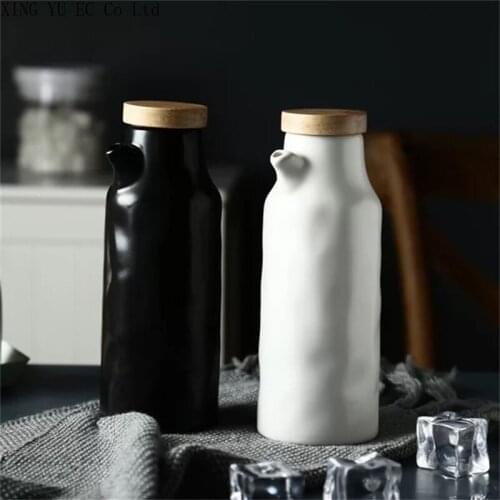 400ml Oily Bottle Vinegar Bottle Home Creative Leak-proof Ceramic Soy Sauce Pot Small Oil Can Seasoning Bottle Kitchen Supplies