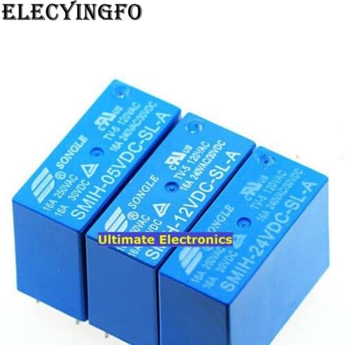 5pcs 6 feet | SMIH-05VDC-SL-A SMIH-12VDC-SL-A SMIH-24VDC-SL-A 5V 12V 24V 16A Relays