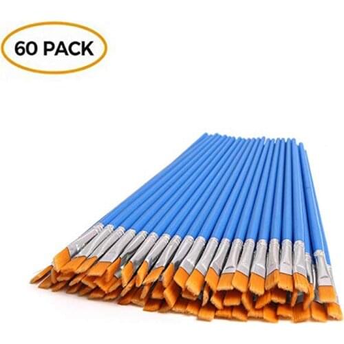 JUNEBRUSHS 60 Pcs Flat Paint Brushes, Small Brush Bulk for Detail Painting