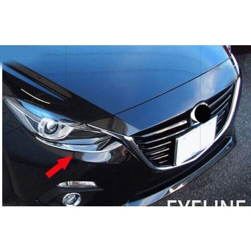 ACCESSORIES FIT FOR MAZDA 3 AXELA 2014 2015 2016 CHROME FRONT HEAD LIGHT EYEBROW EYELID GARNISH TRIM COVER