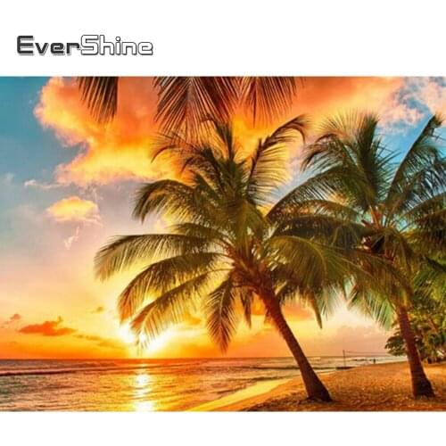 Evershine Diamond Painting Cross Stitch Full Set Scenery Seaside Diamond Embroidery Crystal Painting Landscape Rhinestones Decor