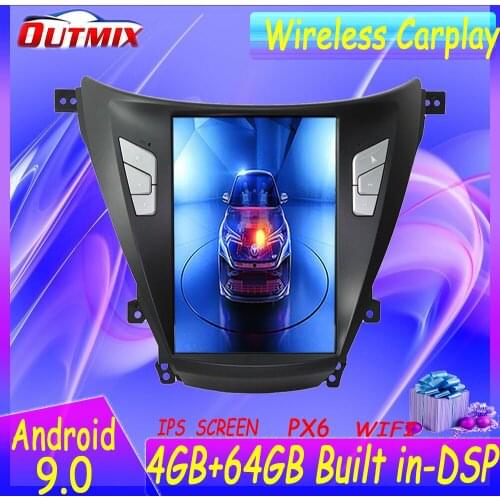 Android 9.0 px6 Tesla style Car GPS Navigation For Hyundai Elantra 2014-2017 Headunit multimedia player Auto radio tape recorder