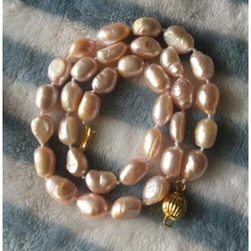 Free shipping 17" 8-9mm lavender baroque Light Pink freshwater pearl necklace