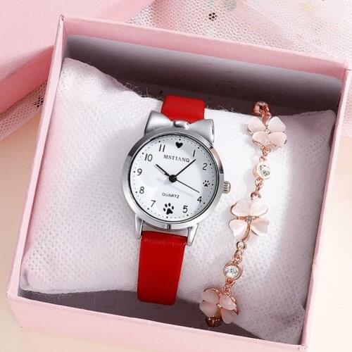 Casual Girl Watch for Kids Cute Leather Strap watch Lovely Children Quartz Wristwatch Student Clock Gift Relogio Feminino