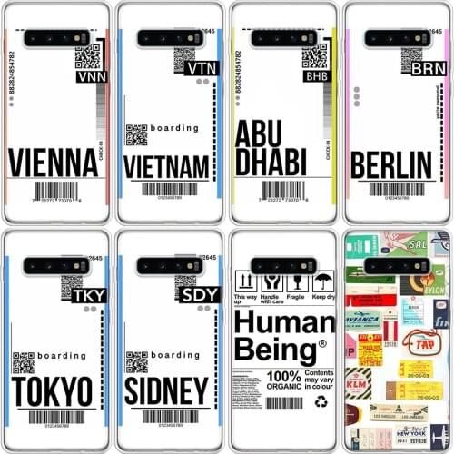 Ins Travel Label Country Phone Case For Samsung Galaxy S7 S8 S9 S10 S10E S20Ultra Plus Lite J4 J6 J8Plus Note 8 9 10 Plus Lite C