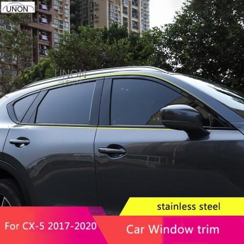 For Mazda CX-5 CX5 2017-2020 Window Decorations Article Black Carbon Fiber Stainless Steel Decoration Of The Lacquer That Bake