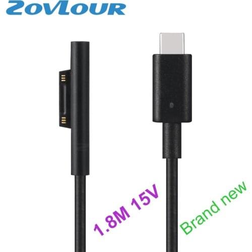 1.8M 15V USB C PD Quick Charging Power Cables for Microsoft Surface laptop 1 2 Surface Go Pro 3 4 5 6