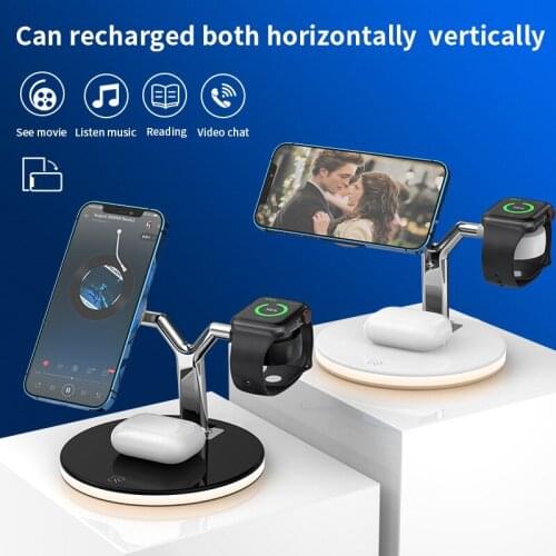 15W Fast Magnetic Wireless Charger For iPhone 12mini 12 Pro Max Wireless Charging Stastion for iWatch 5 4 3 2 1 Airpods 1/2/pro