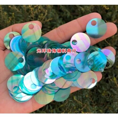 Sewing supplies 20MM Transparent color peacock blue 5MM hole Crochet bag sequins DIY material woven bag gradient blue sequins