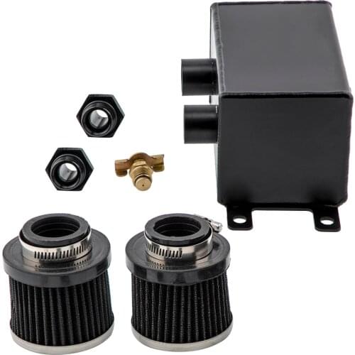Black Aluminum Oil Catch Can Reservoir Tank With Breather Filter Baffled