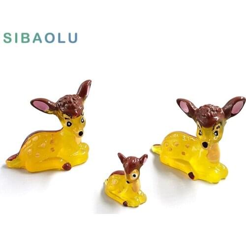 Kawaii Deer Family Bonsai Miniature figurine decoration fairy garden animal models cartoon statue Home Desktop Gift resin craft