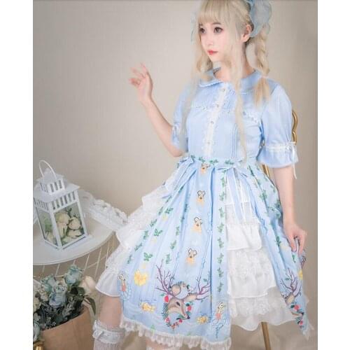 Japanese sweet Lolita short sleeve OP rustic style dress LO retro court princess dress Cos Loli tea party Kawaii Vestidos