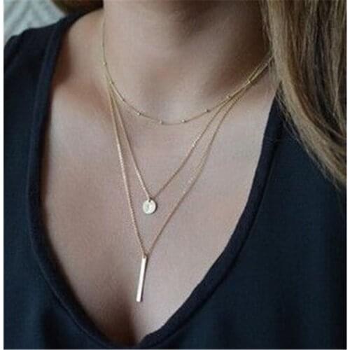 Multilayer Necklaces & Pendants For Women Gold Silver Color Long Chain Female Pendant Necklace Fashion Jewelry Collier Femme