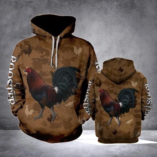 2021 Mans Hoodie Camo Animals Rooster Autumn Pullover New Fashion Tracksuit 3D Print Casual Hoodies