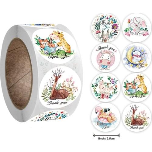 New 500pcs 8 Styles Kawaii Animals Thank You Stickers for Kids Reward Sealings Labels Scrapbooking Gift Decor Stationery Sticker