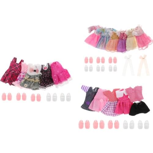 Handmade 1/12 Dress Outfits Costumes w/ Shoes 16cm Doll Cloth Birthday Gift