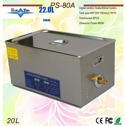 Newest 110V/220V 40KHz 600W PS-80A Digital heater&timer Ultrasonic Cleaner 20L for electronic components