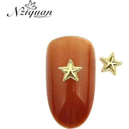 New arrivals 20pcs a pack of golden five-pointed star nail decoration stickers charm metal alloy ladies DIY decoration accessori