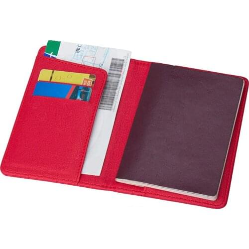 Solid Color Portable Travel Faux Leather Passport Ticket Holder Card Storage Bag