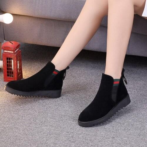 High-top Casual Womens Boots Plus Velvet Warm Boots Internal Increase Flat Boots Elderly Walking Boots Slip-on Leather Shoes