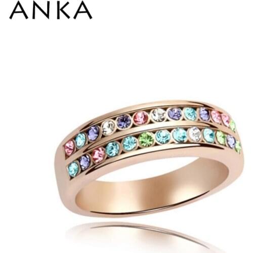 Simple Ring Fashion Rose Gold Color Real made with Czech Crystal Female finger crystal ring Jewelry For Party sale #87687