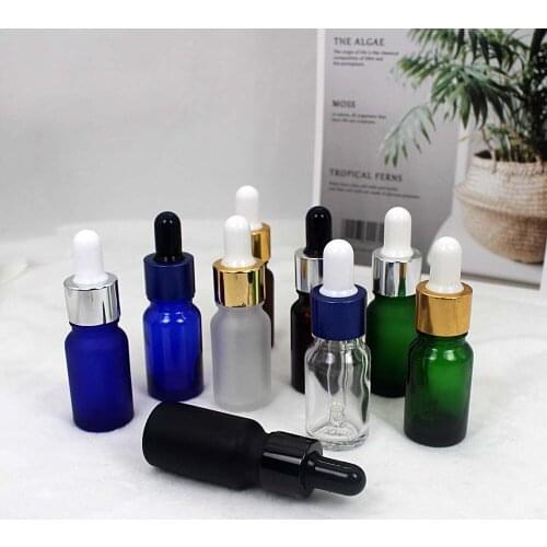 10ml Clear Glass Dropper Essential Oil Empty Bottle Cosmetic Essence Emulsion Packaging Container with Anodized Aluminum Pipette