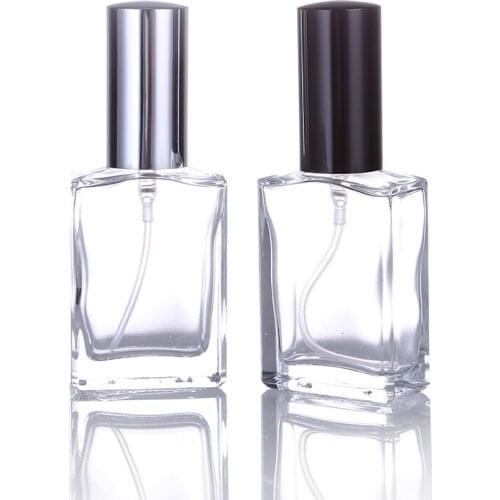 50pcs 30ML fashionable portable high white transparent glass perfume bottle with aluminum atomizer empty cosmetic case travel