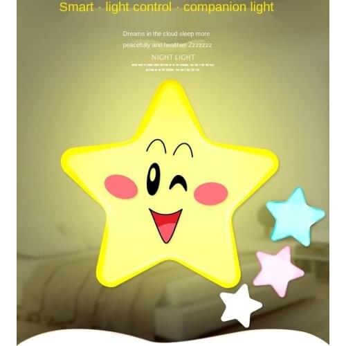 Remote controller Cute Star LED Plug-in Night Light AC110-220V Light Sensor Control Bedside Wall Lamp Baby Sleeping Light