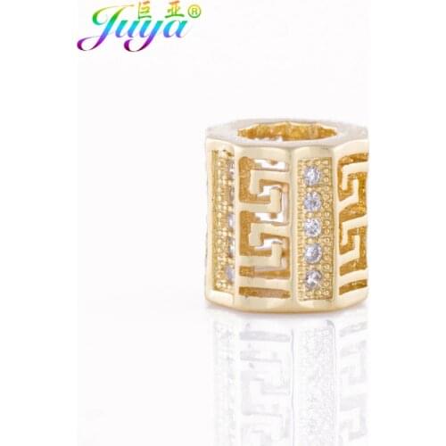 Luxury Jewelry Beads Micro Pave Zircon Spacer Beads Big Hole Charm Beads Accessories Fit European Charm Bracelet Jewelry Making