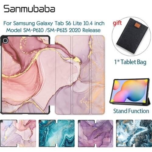 Sanmubaba 2020 Case For Samsung Galaxy Tab S6 Lite 10.4 inch SM-P610 P615 Marble PU Leather Flip Stand Funda Smart Tablet Case