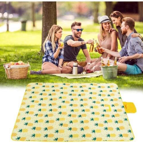 78.74X57.08inch 600D Oxford cloth Blanket Floral Thick Beach Mat Outdoor Waterproof Foldable Storage Picnic Mat Camping Game Mat