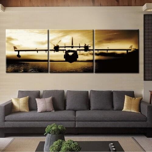 Triptych Print Canvas Painting Aircraft and Automotive Wall Art Picture Bar Cafe Abstract Giclee Poster Home Decor Living Room