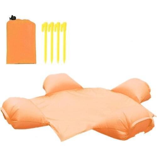 Outdoor Waterproof Four-person Picnic Mat Camping Cushion with Inflatable Pillow Camping Retractable Bright Color Grass Mat