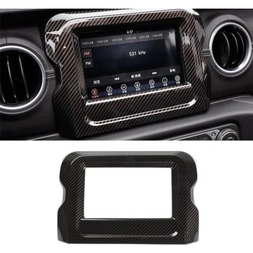 GPS Navigation Panel Decoration Frame Cover Sticker Trim for Jeep Wrangler JL 2018 2019 Gladiator JT 2020 ABS Carbon Fiber