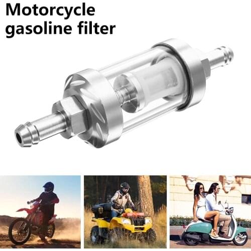Universal 8mm Motorcycle Fuel Filter Petrol Inline Car Fuel Filter Washable Aluminum Alloy Scooter Parts Motorbike Accessories