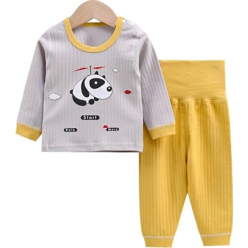 Spring Boys Girls Pajamas Sleepwear Pyjamas Kids Cotton Cartoon Nightwear Pijamas Baby High Waist Clothes Top+Pant Sleep Suits