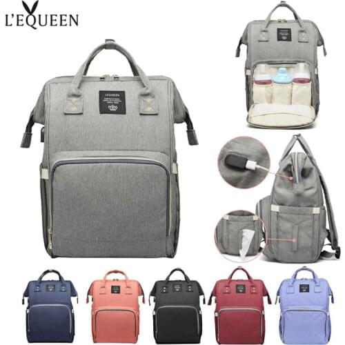 LEQUEEN Newborn USB Baby Diaper Bag Mummy Outdoor Travel Maternity Nursing Backpack Waterproof Nappy Changing Organizer Bag