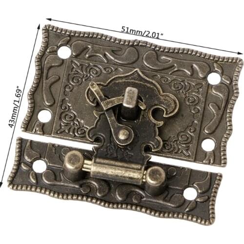 55mmx47mm Vintage Style Latch Wooden Box Hasp Pad Chest Lock Bronze Tone Antique