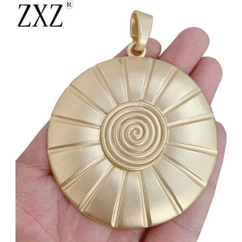 ZXZ 1 Piece Matt Gold Large Boho Bohemia Vortex Swirl Spiral Charms Pendants for Necklace Jewelry Making Findings 81x63mm
