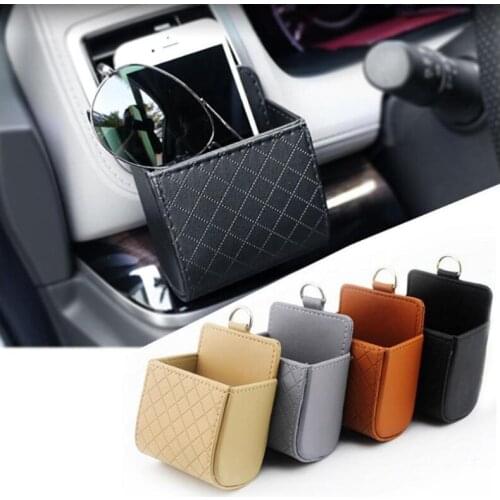 1 Pcs Car Storage Bag Air Vent Dashboard Tidy Hanging Leather Organizer Box Glasses Phone Holder Storage Organizer