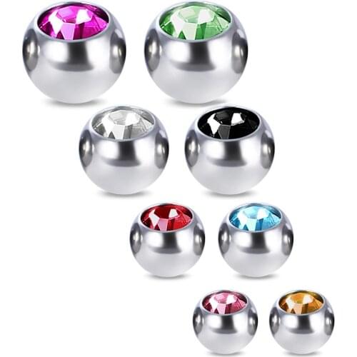 10pcs 10 colors 3 4 5 6mm Stainless Steel Ball Piercing Parts 14/16G Lip Tongue Belly Nose Ring Body Jewelry Piercing Accessory