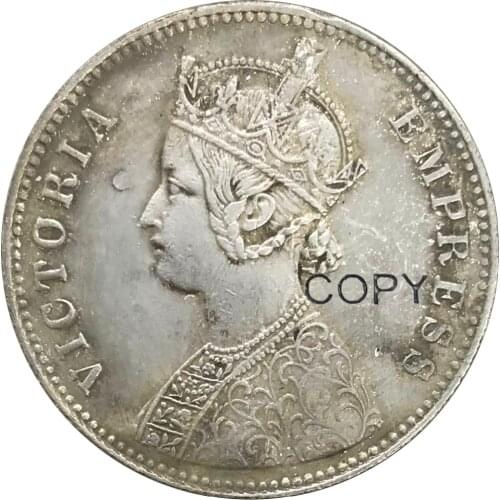 1888 India 1 One Rupee Victoria Queen Cupronickel Plated Silver Collectibles Copy Coin