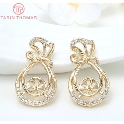 2PCS 15x22MM 24K Gold Color Brass with Zircon Purse Charm Pendants for DIY Jewelry Making Findings Accessories