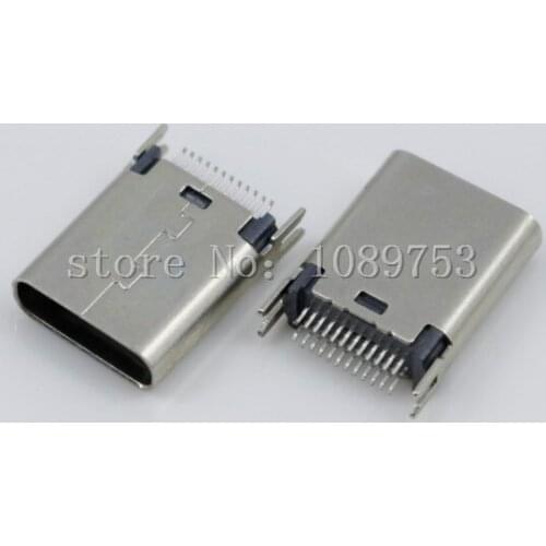 2Pcs USB 3.1 Type C Female Socket Connector 24pin 180 degree Vertical PCB High speed DIY Connectors