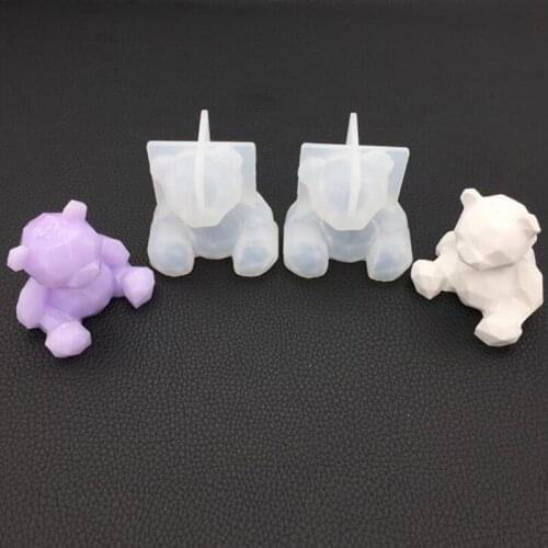 3D Bear Silicone Mold DIY Geometry Stereo Bear Mold Mirror Silicone Mold Decoration Ornament Crystal Epoxy Mold Tool
