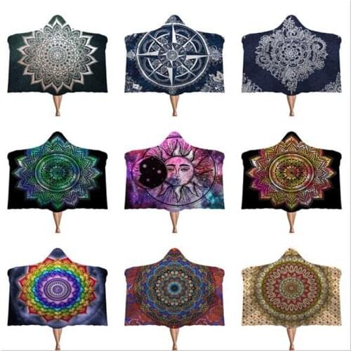 3D Printed Hooded Blanket Soft Fluffy Blankets for Child Adults Sherpa Fleece Winter Throw Blanket Hoodie Blanket Travel Datura