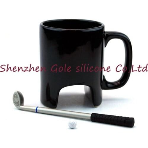 48pcs/lot Creative Golf ceramic cup funny black coffee mug office Casual ceramic cup Golf stick pen birthday gift