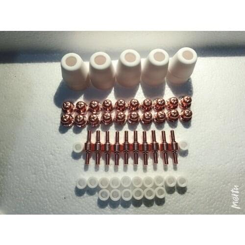 55Pcs/Set Air Plasma Cutting torch AIR Nozzle plasma Electrode Cutter Consumables TIP For PT31 LG40 Torch CUT-50D Ceramic+Metal