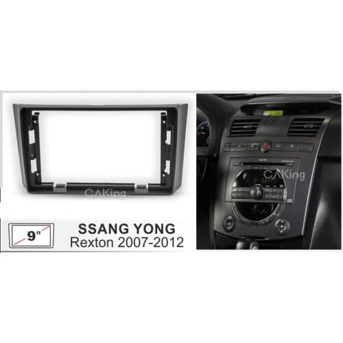9 inch Car Fascia Radio Panel for SSANGYONG Rexton 2007-2012 Dash Kit Install Facia Console Bezel 9inch Plate Trim Adapter Cover