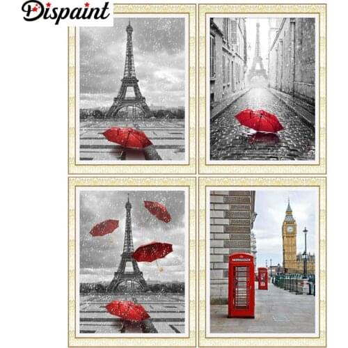 Dispaint Paint With Diamond Embroidery "tower landscape" Diamond Painting Full Square Round Picture Of Rhinestone Decor